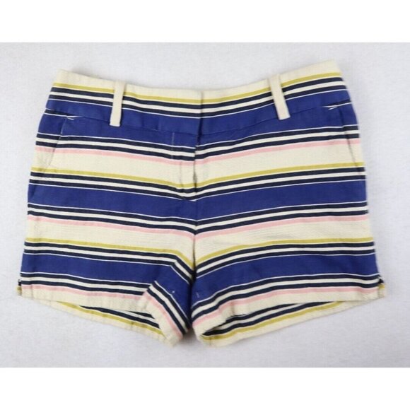 ANN TAYLOR LOFT - WOMEN'S BLUE & CREAM STRIPED RIVIERA SHORTS - SIZE 0 - Picture 2 of 5